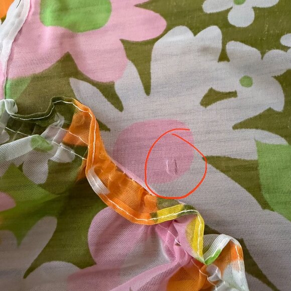 VTG Floral Curtain Panels/Valance Set Daisy Floral Green/Orange/Pink 1970s Retro - Picture 8 of 9